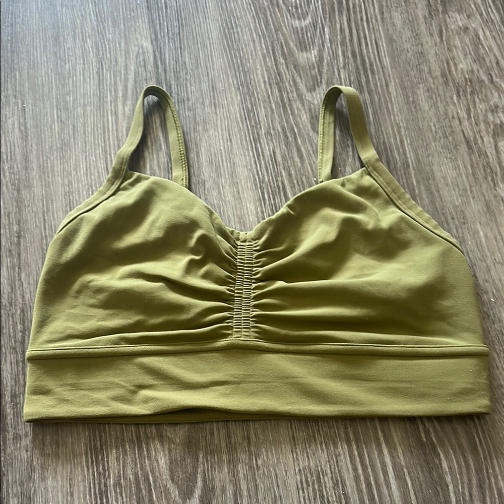 Lululemon Green Nulu Front Gather Yoga Bra - EUC 10 light support